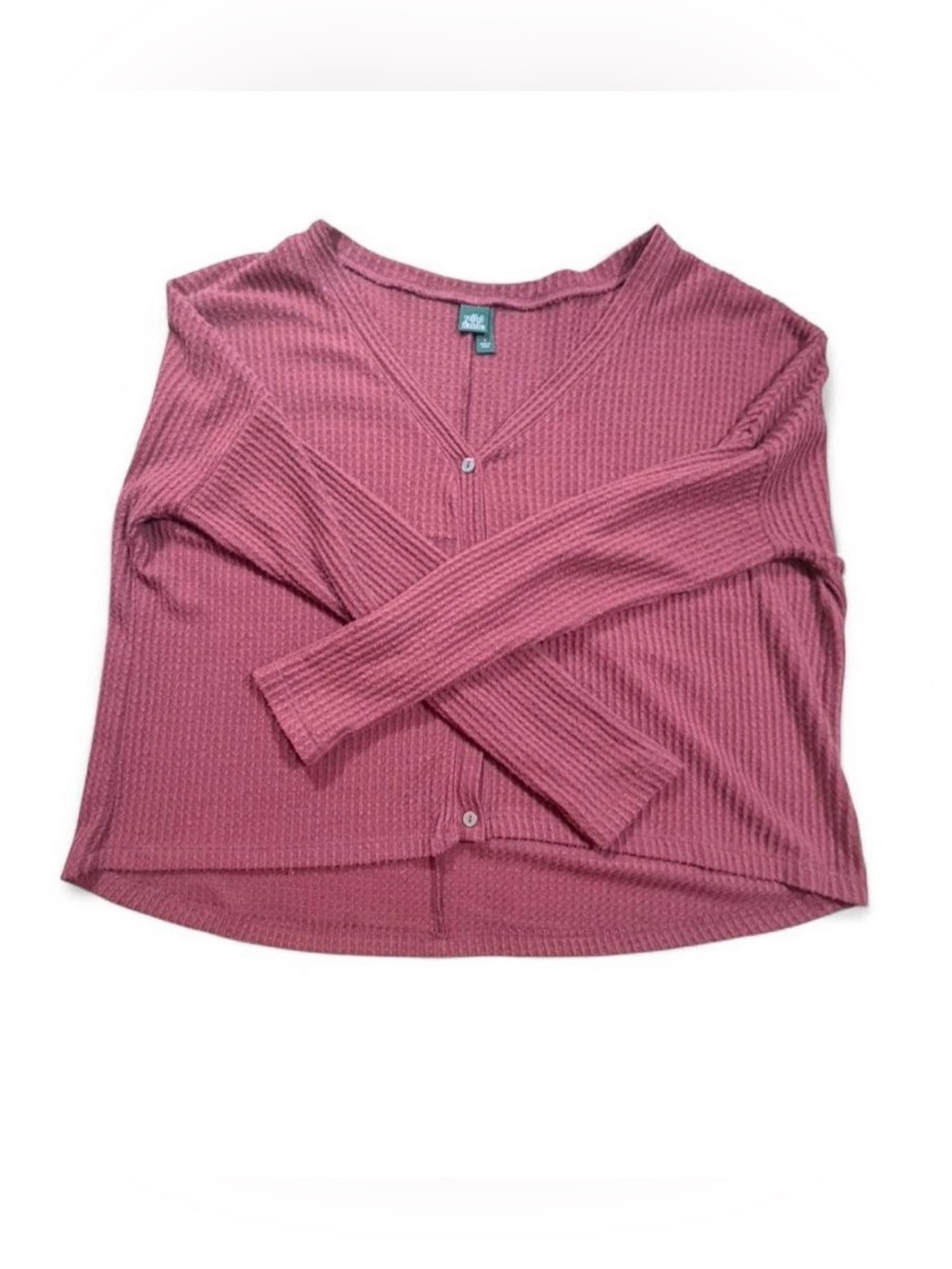 Wild Fable Dusty Pink Ribbed Cropped Cardigan Button Front Size Small - Picture 2 of 4